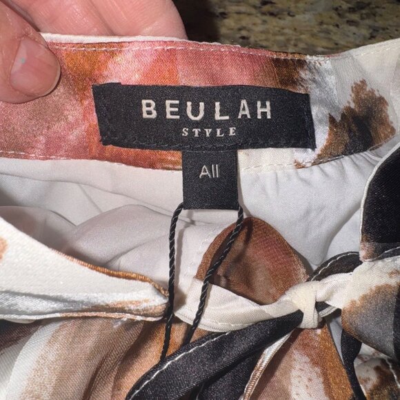 Beulah Style Abstract Artsy Empire Dress Bow Tie Neckline Balloon Sleeve Boho - Picture 7 of 12